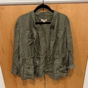 LOFT Olive Utility Jacket with Drawstring Waist - Women